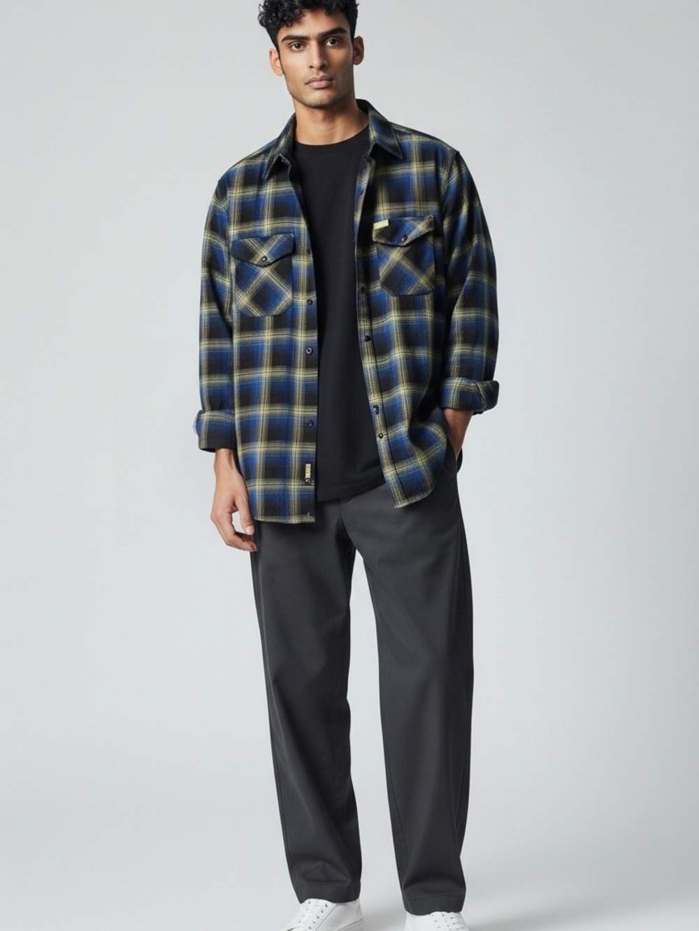 Dixxon The Gill Man Men's L Blue Green Black Horror Edition Pearl Snap Flannel